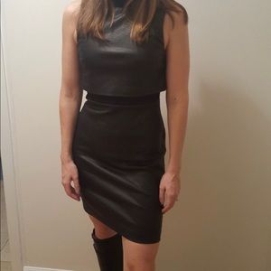 French Connection sexy faux leather black dress